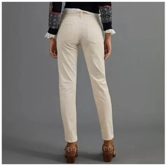 Womens Slim Fit Beige Corduroy Pants With Pockets Stylish & Comfortable Size 27 - Picture 2 of 9